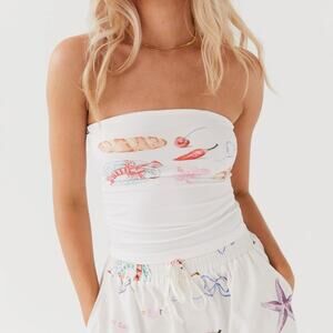 Peppermayo white strapless top with